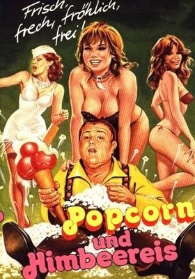 Popcorn und Himbeereis